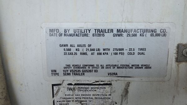 2016 Utility 3000R Reefer Trailer – Thermo King Precedent S-600